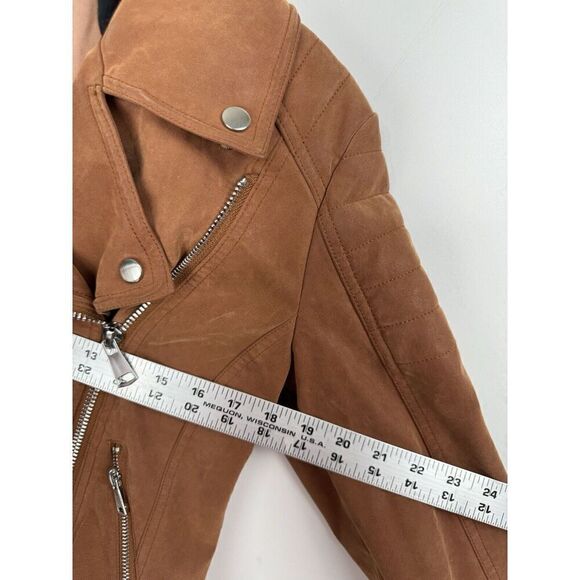 Free People We The Free Sz S Harriet Hooded Vegan Leather Moto Jacket Chocolate - Picture 6 of 10